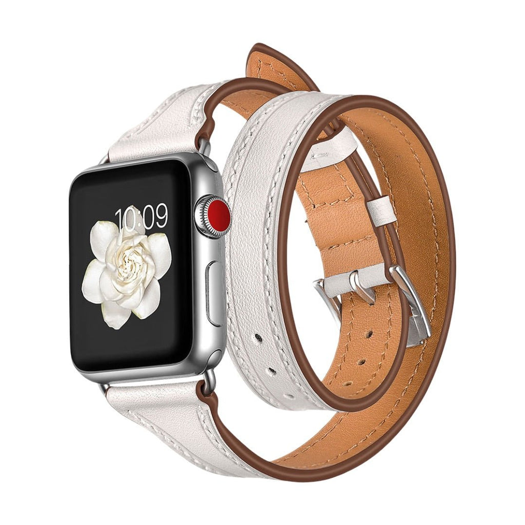 Correa de doble vuelta en cuero split para Apple Watch, compatible con todas las series de Apple Watch, look chic y con carácter, modelo Aphrodite