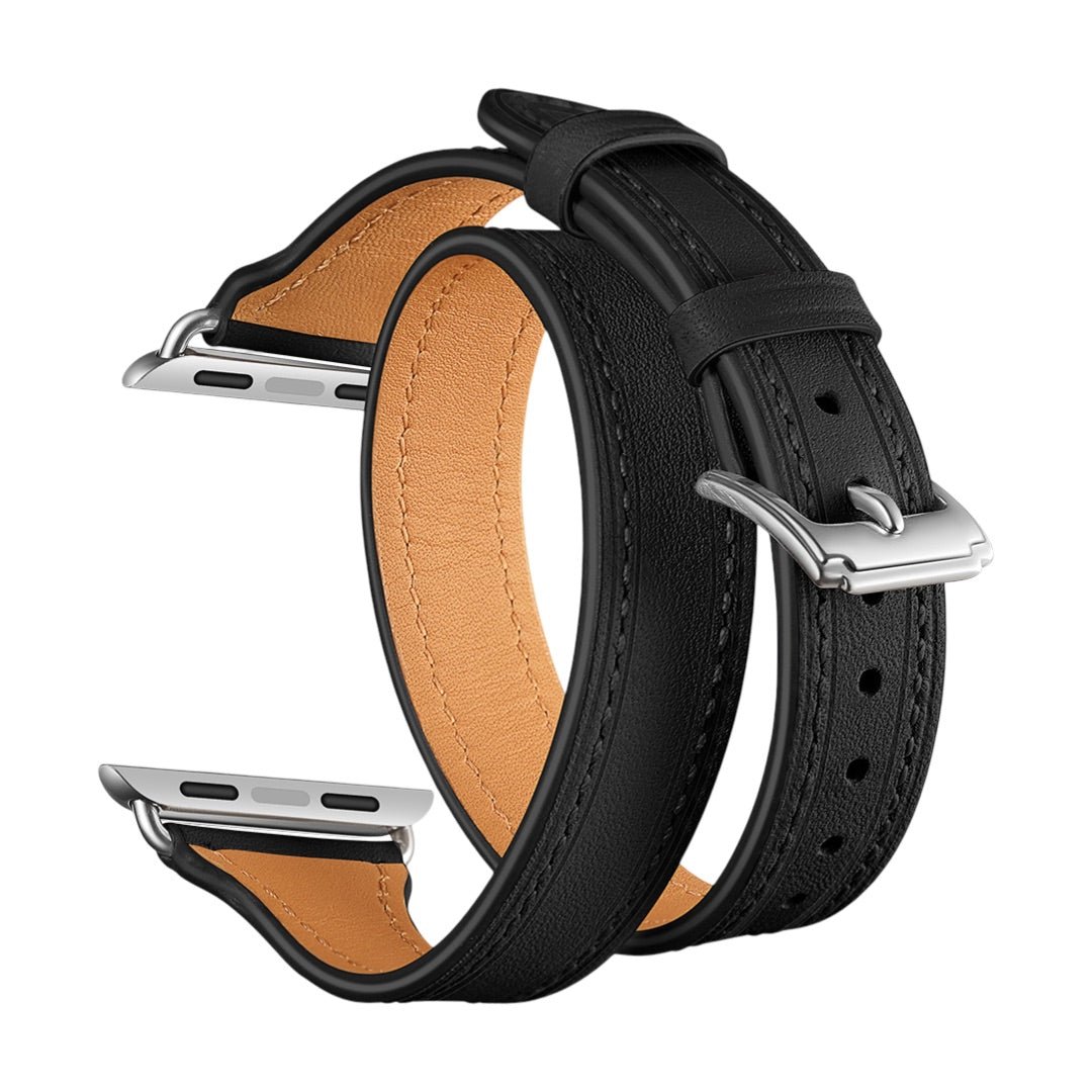 Correa de doble vuelta en cuero split para Apple Watch, compatible con todas las series de Apple Watch, look chic y con carácter, modelo Aphrodite