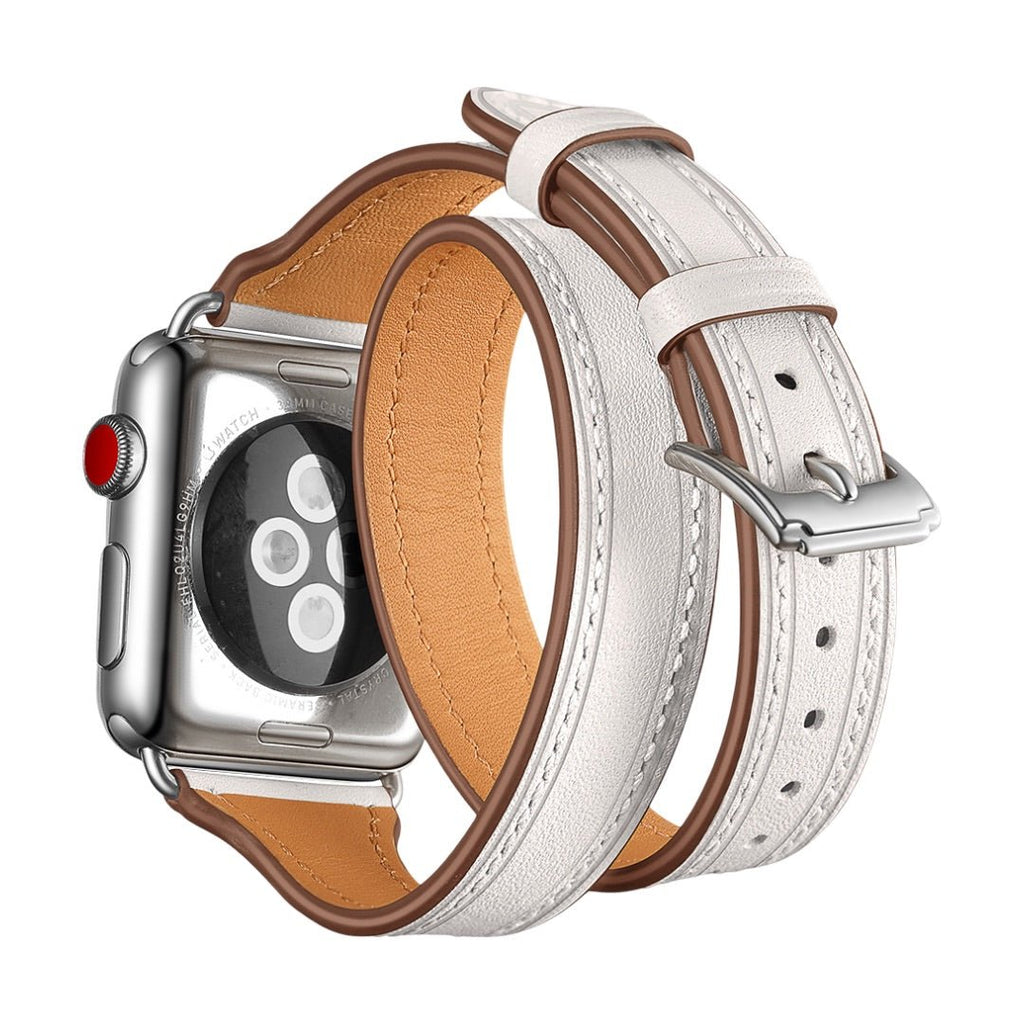 Correa de doble vuelta en cuero split para Apple Watch, compatible con todas las series de Apple Watch, look chic y con carácter, modelo Aphrodite