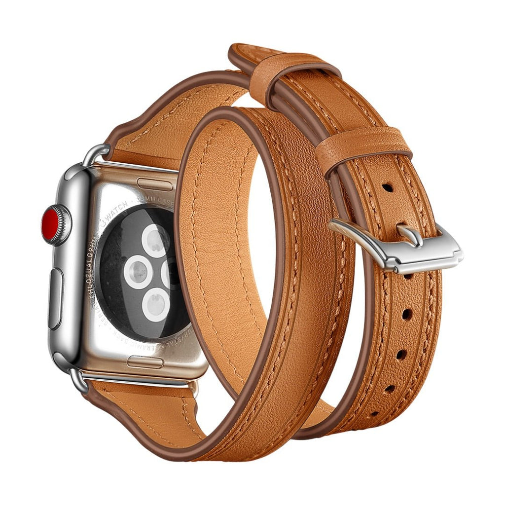 Correa de doble vuelta en cuero split para Apple Watch, compatible con todas las series de Apple Watch, look chic y con carácter, modelo Aphrodite