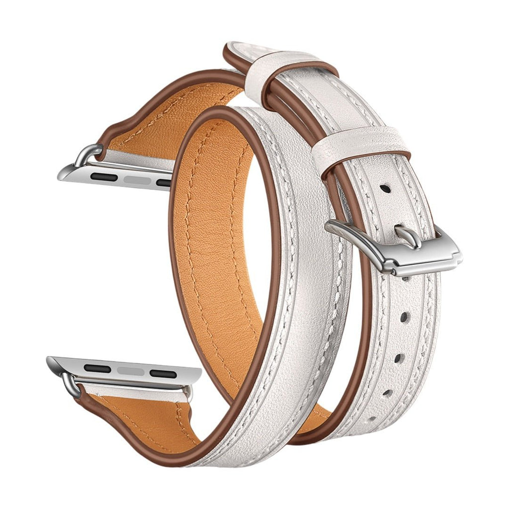 Correa de doble vuelta en cuero split para Apple Watch, compatible con todas las series de Apple Watch, look chic y con carácter, modelo Aphrodite