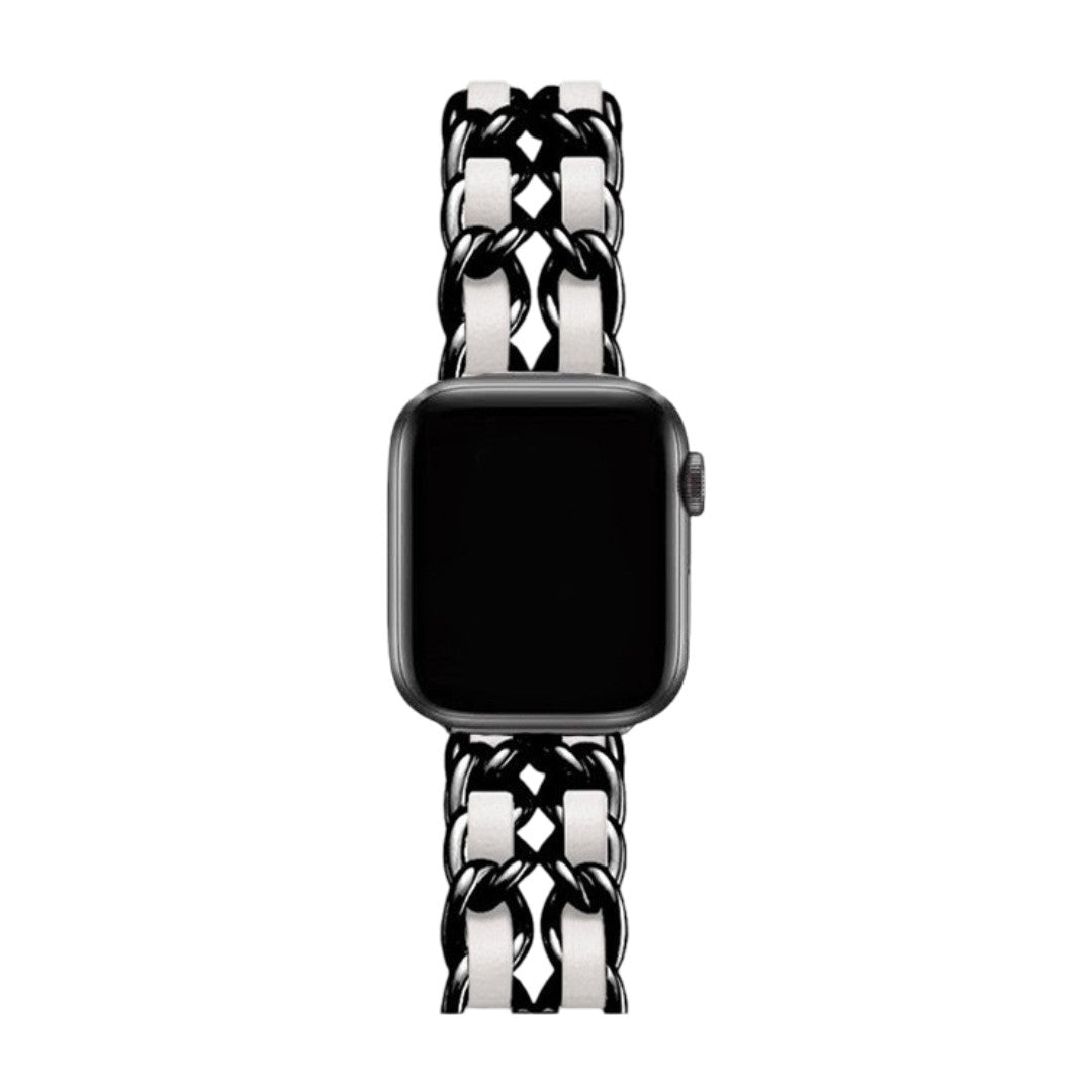 Correa Apple Watch de acero inoxidable, eslabón Gourmette entrelazado, múltiples acabados, modelo Kelda