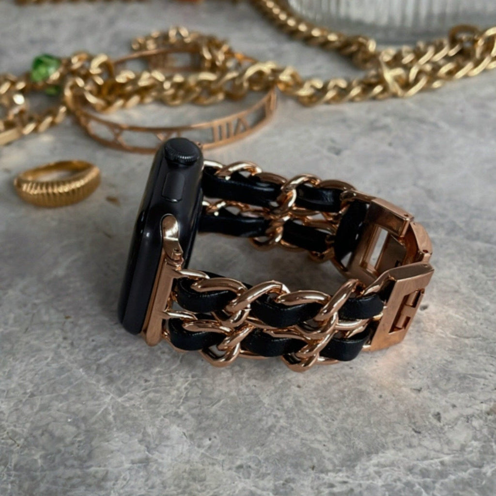 Correa Apple Watch de acero inoxidable, eslabón Gourmette entrelazado, múltiples acabados, modelo Kelda