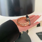 Correa Apple Watch elegante de metal, eslabones anchos engastados de circonitas luminosas, ajustable, modelo Toline