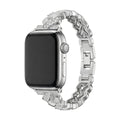 Correa Apple Watch elegante de metal, eslabones anchos engastados de circonitas luminosas, ajustable, modelo Toline