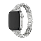 Correa Apple Watch elegante de metal, eslabones anchos engastados de circonitas luminosas, ajustable, modelo Toline