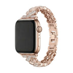 Correa Apple Watch elegante de metal, eslabones anchos engastados de circonitas luminosas, ajustable, modelo Toline