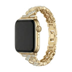 Correa Apple Watch elegante de metal, eslabones anchos engastados de circonitas luminosas, ajustable, modelo Toline