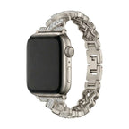 Correa Apple Watch elegante de metal, eslabones anchos engastados de circonitas luminosas, ajustable, modelo Toline