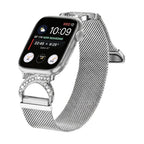 Pulsera de acero inoxidable para Apple Watch, cierre magnético ajustable, malla elegante con circonita, modelo Roxie
