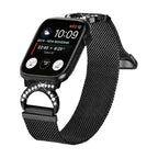 Pulsera de acero inoxidable para Apple Watch, cierre magnético ajustable, malla elegante con circonita, modelo Roxie