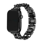 Correa Apple Watch de acero inoxidable, eslabón gourmette de doble cadena, elegante y moderna, cierre seguro, modelo Suza