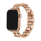 Correa Apple Watch de acero inoxidable, eslabón gourmette de doble cadena, elegante y moderna, cierre seguro, modelo Suza