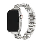 Correa Apple Watch de acero inoxidable, eslabón gourmette de doble cadena, elegante y moderna, cierre seguro, modelo Suza