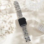 Correa Apple Watch de acero inoxidable, eslabón gourmette de doble cadena, elegante y moderna, cierre seguro, modelo Suza