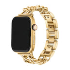 Correa Apple Watch de acero inoxidable, eslabón gourmette de doble cadena, elegante y moderna, cierre seguro, modelo Suza