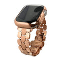 Correa Apple Watch de acero inoxidable, eslabones ovalados dorados, elegancia moderna para Apple Watch, cierre desplegable, modelo Shounie