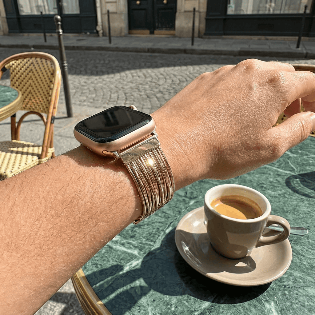 Correa Apple Watch, de acero inoxidable, para mujer, modelo Lorena