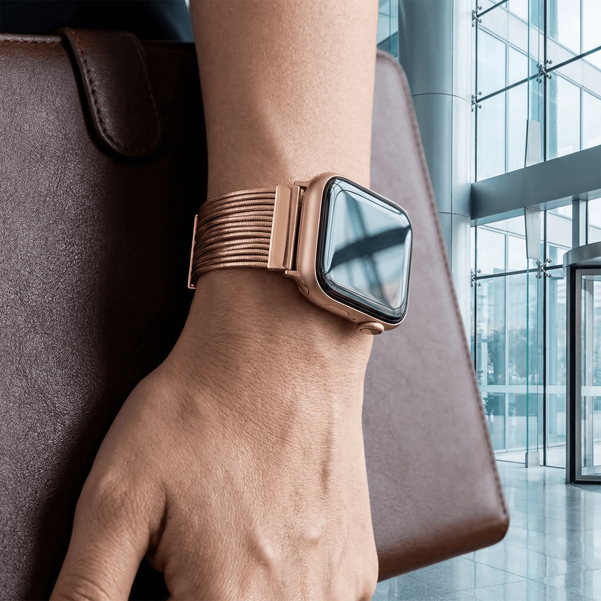 Correa Apple Watch, de acero inoxidable, para mujer, modelo Lorena