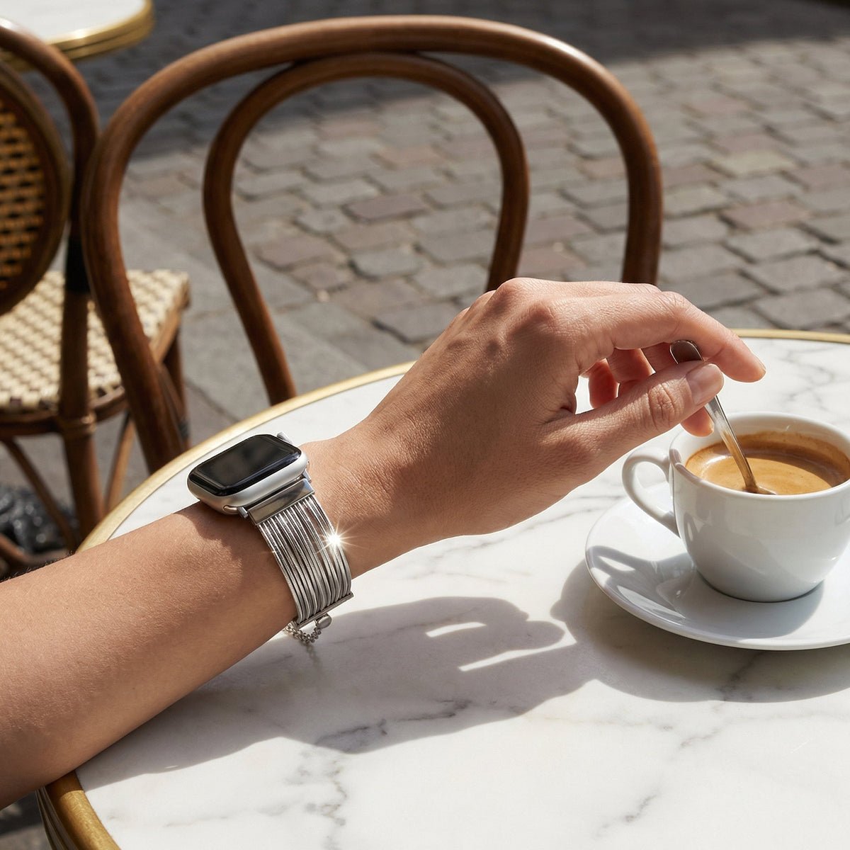 Correa Apple Watch, de acero inoxidable, para mujer, modelo Lorena
