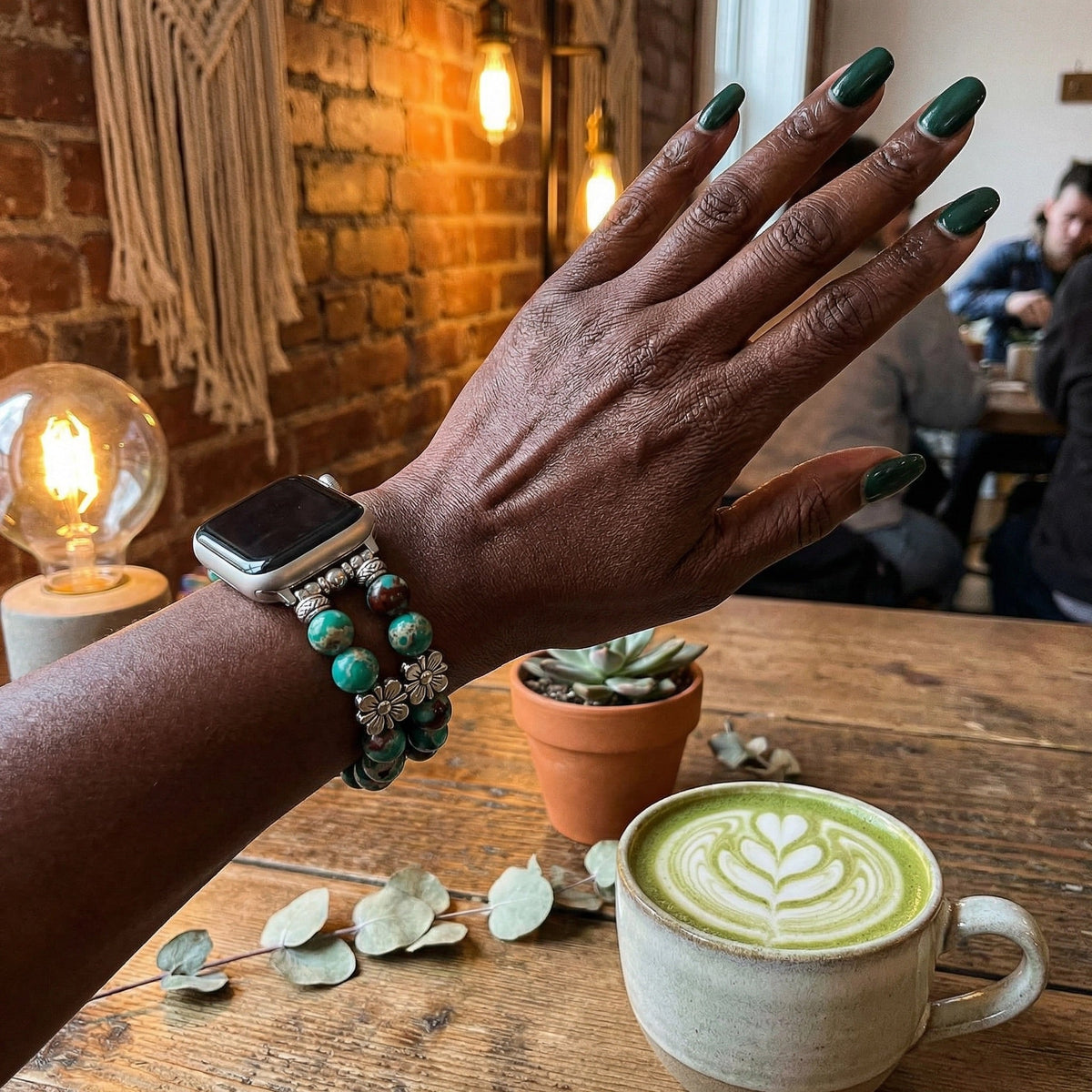Correa Apple Watch de ágata auténtica, perlas naturales de colores, elástica y cómoda para mujer, elegante joya de muñeca, modelo Rodra