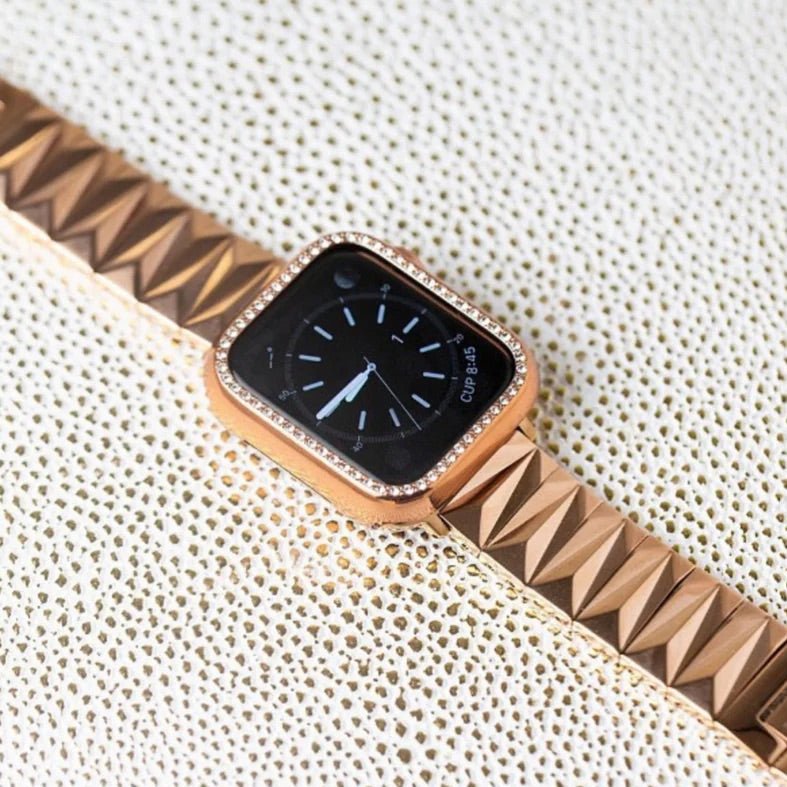 Correa Apple Watch de aleación, eslabones geométricos, acabado lujoso, ajustable, para mujer, modelo Gisca