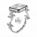 Correa Apple Watch de aleación metálica, flor de loto giratoria, eslabones ajustables a presión, para mujer, modelo Lossia