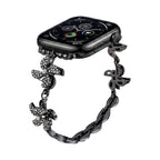 Correa Apple Watch de aleación metálica, flor de loto giratoria, eslabones ajustables a presión, para mujer, modelo Lossia