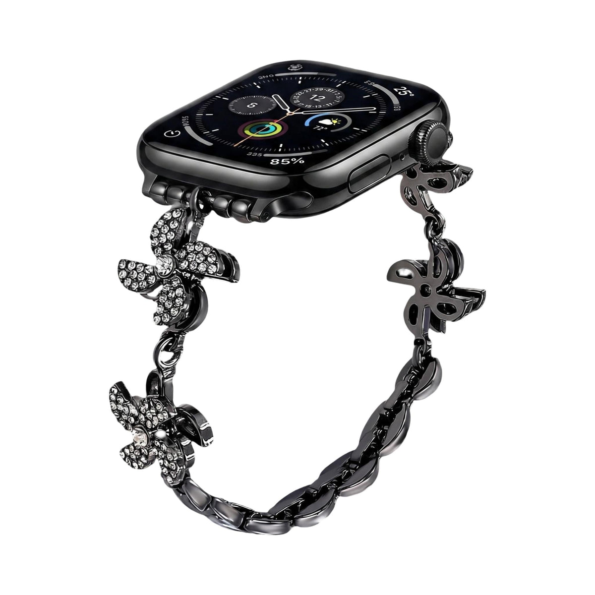 Correa Apple Watch de aleación metálica, flor de loto giratoria, eslabones ajustables a presión, para mujer, modelo Lossia