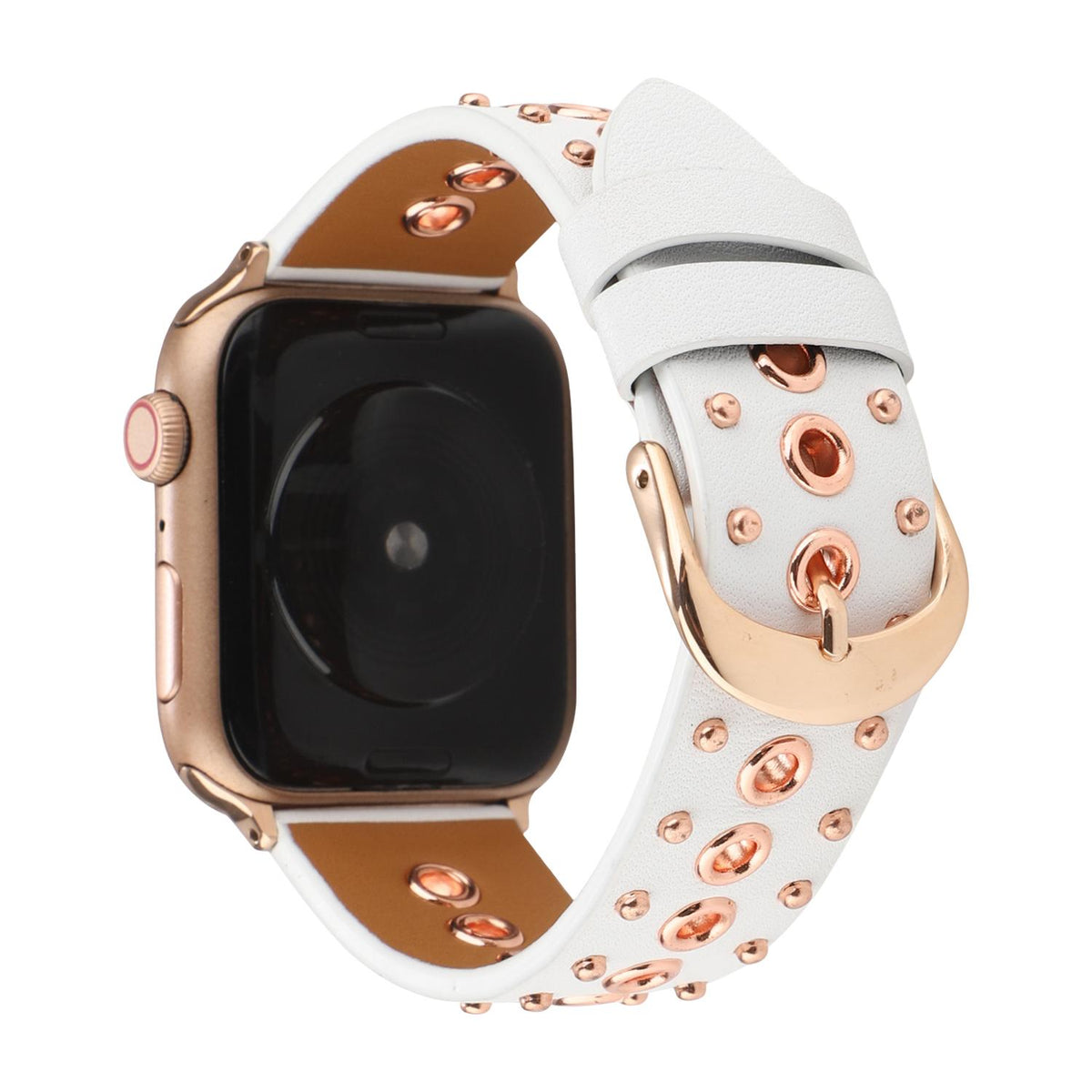 Pulsera de serraje para Apple Watch con remaches metálicos, hebilla ajustable, estilo contundente, modelo Tika