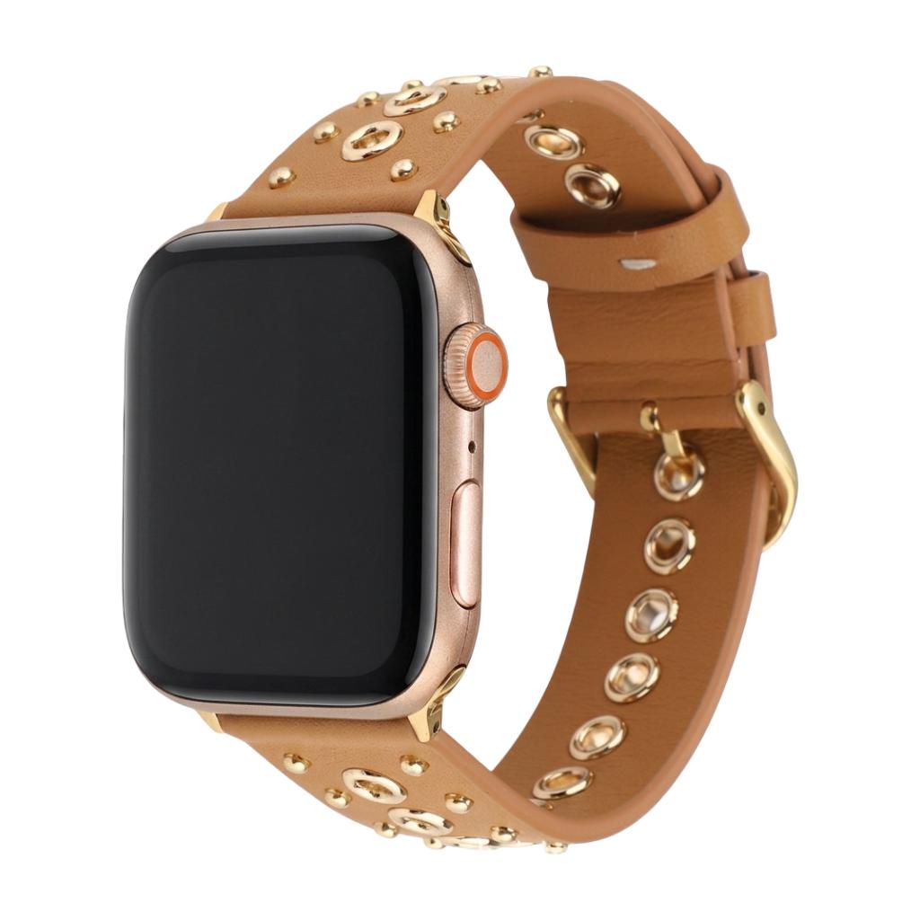 Pulsera de serraje para Apple Watch con remaches metálicos, hebilla ajustable, estilo contundente, modelo Tika