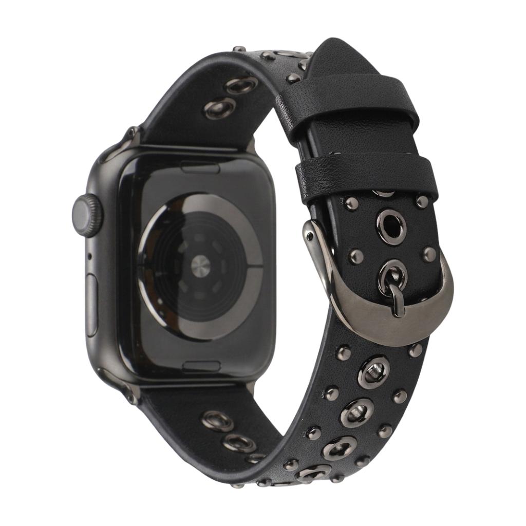 Pulsera de serraje para Apple Watch con remaches metálicos, hebilla ajustable, estilo contundente, modelo Tika