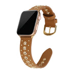 Pulsera de serraje para Apple Watch con remaches metálicos, hebilla ajustable, estilo contundente, modelo Tika