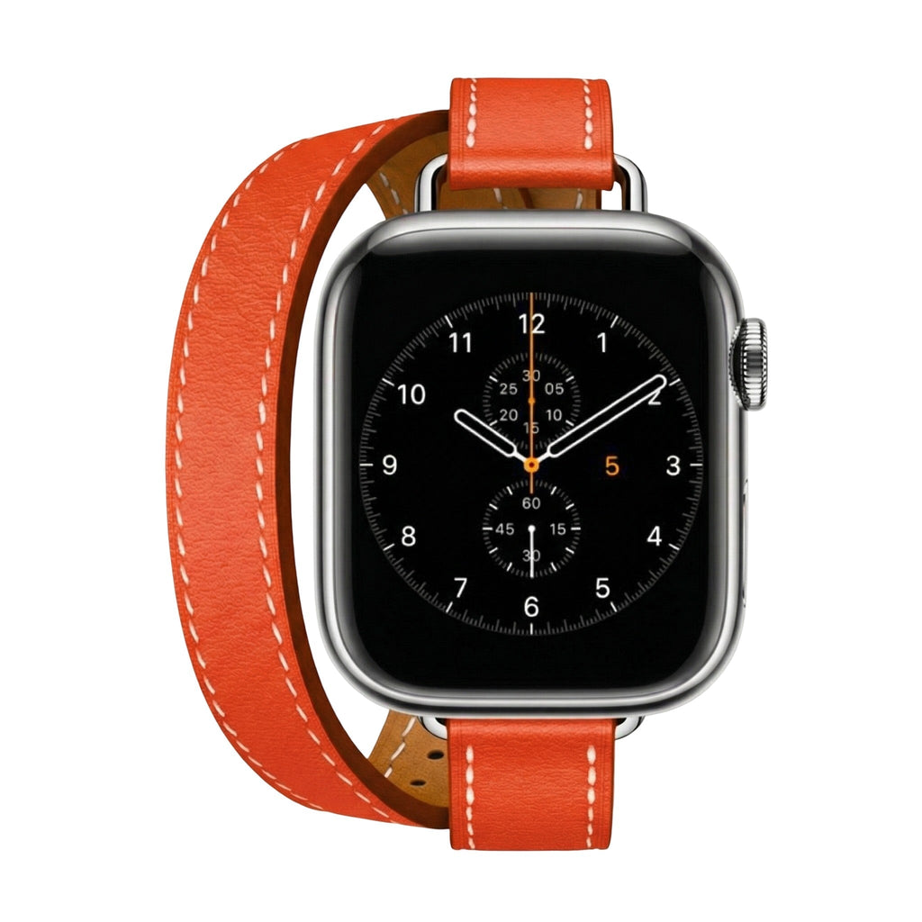 Correa Apple Watch, de piel serraje, de doble vuelta, para mujer, modelo Ermione
