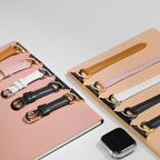Correa elegante de cuero split para Apple Watch, hebilla en forma de C con strass, estilo refinado y femenino, modelo Ozinda
