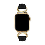 Correa elegante de cuero split para Apple Watch, hebilla en forma de C con strass, estilo refinado y femenino, modelo Ozinda