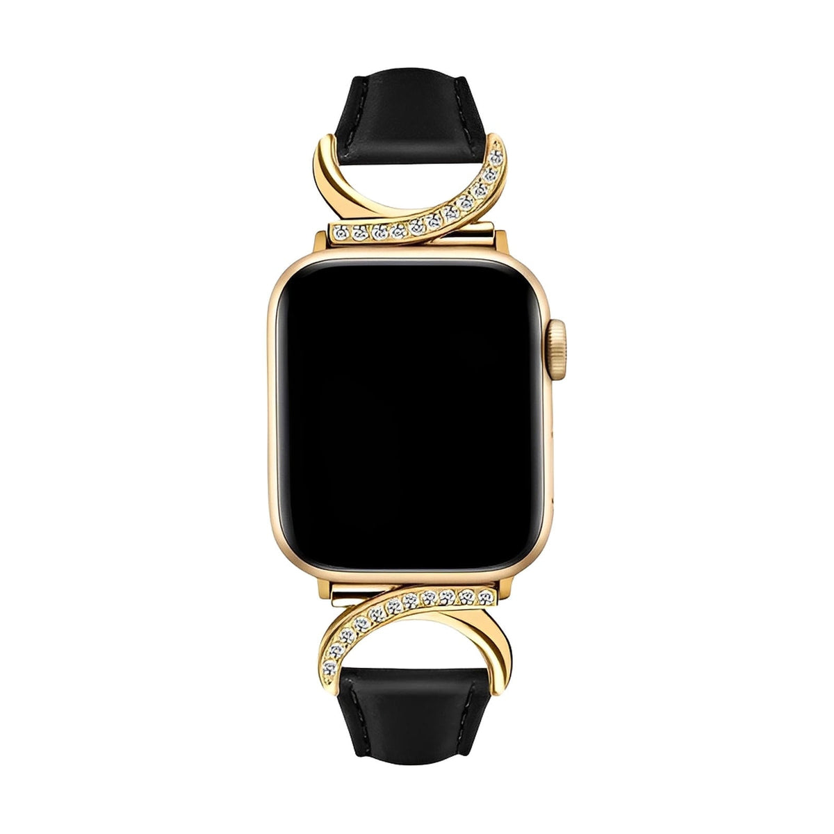 Correa elegante de cuero split para Apple Watch, hebilla en forma de C con strass, estilo refinado y femenino, modelo Ozinda