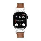 Correa elegante de cuero split para Apple Watch, hebilla en forma de C con strass, estilo refinado y femenino, modelo Ozinda