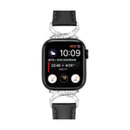 Correa elegante de cuero split para Apple Watch, hebilla en forma de C con strass, estilo refinado y femenino, modelo Ozinda