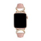 Correa elegante de cuero split para Apple Watch, hebilla en forma de C con strass, estilo refinado y femenino, modelo Ozinda