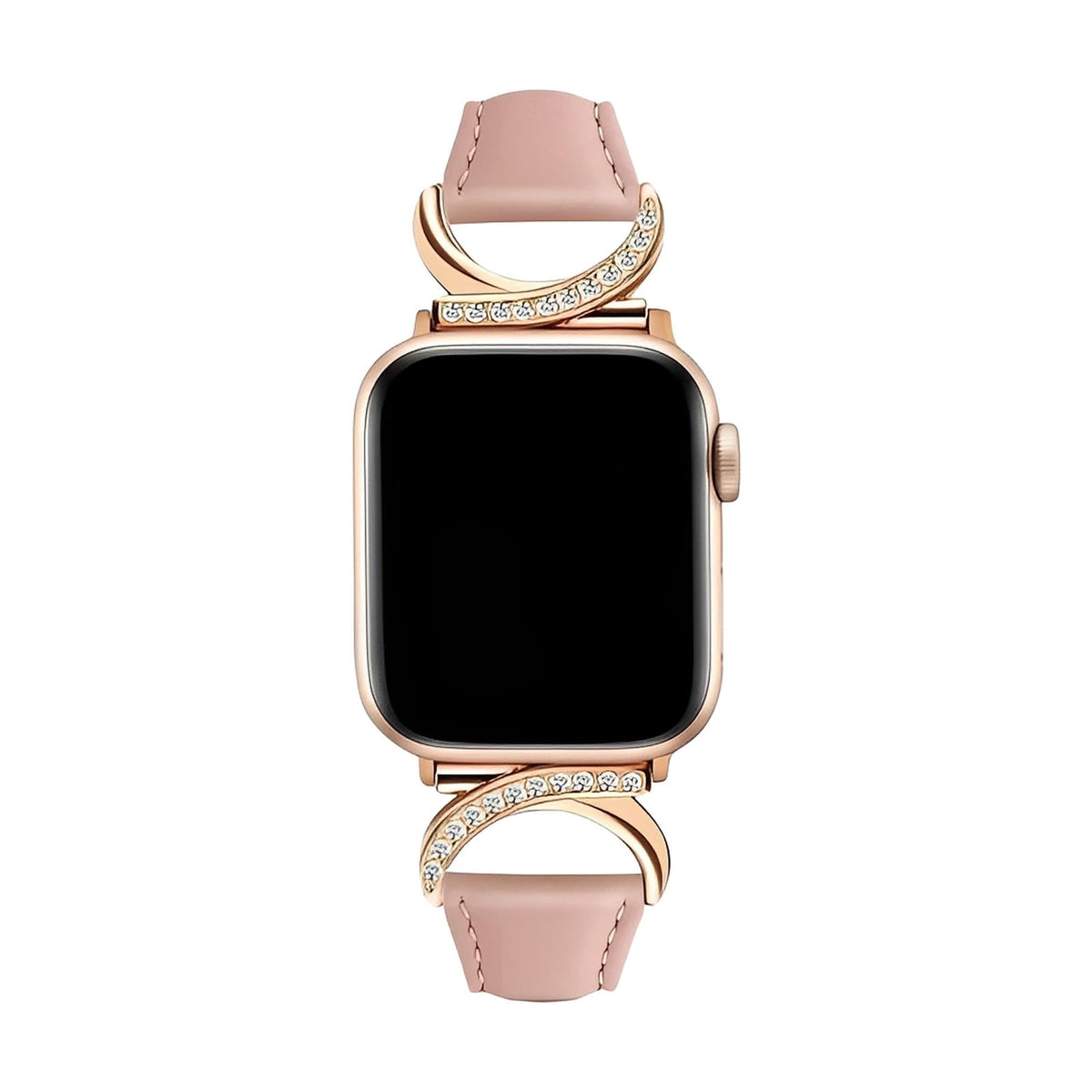 Correa elegante de cuero split para Apple Watch, hebilla en forma de C con strass, estilo refinado y femenino, modelo Ozinda