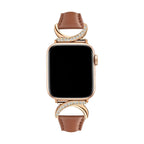 Correa elegante de cuero split para Apple Watch, hebilla en forma de C con strass, estilo refinado y femenino, modelo Ozinda