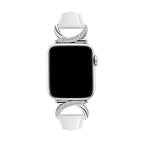 Correa elegante de cuero split para Apple Watch, hebilla en forma de C con strass, estilo refinado y femenino, modelo Ozinda