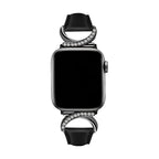 Correa elegante de cuero split para Apple Watch, hebilla en forma de C con strass, estilo refinado y femenino, modelo Ozinda