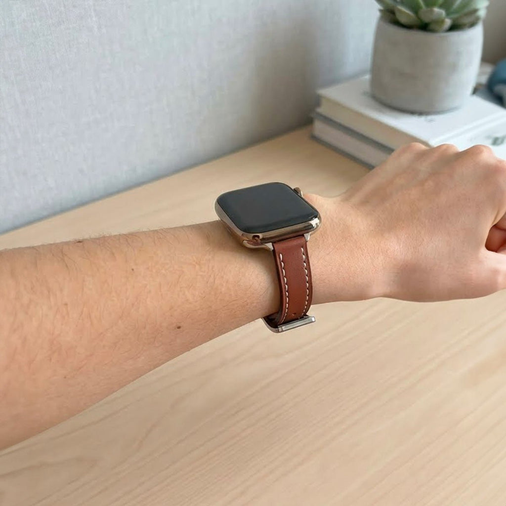 Correa para Apple Watch, costuras contrastadas, hebilla de espiga, estilo talabartero, modelo Ermia