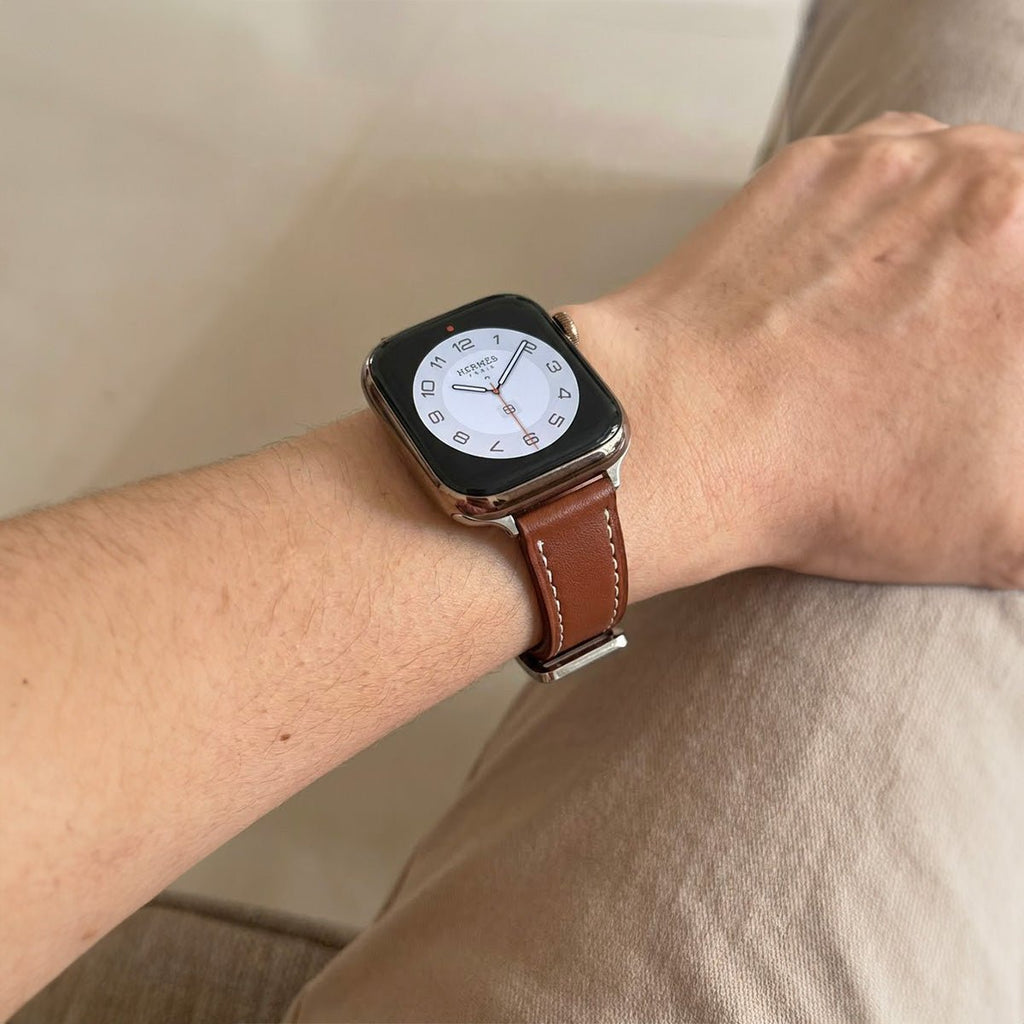 Correa para Apple Watch, costuras contrastadas, hebilla de espiga, estilo talabartero, modelo Ermia
