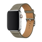 Correa de Apple Watch en piel de becerro afelpada, costuras a contraste, cierre de hebilla, modelo Krynn