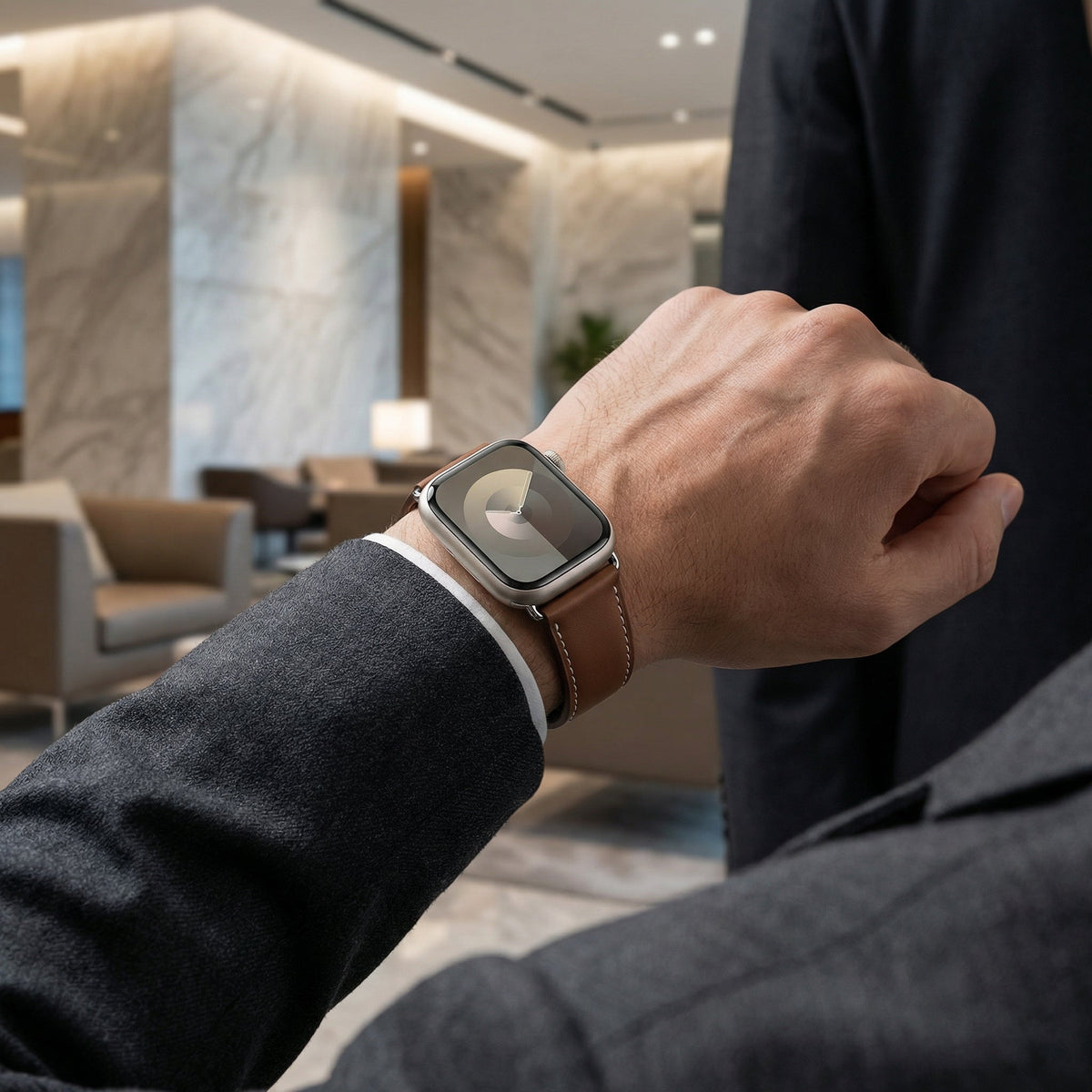 Correa Apple Watch, cierre magnético de dos secciones, costuras estilo silla de montar, modelo Ozias