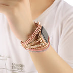 Correa Apple Watch multihilo, charms de mariposas y strass, para mujer, modelo Papilla