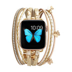 Correa Apple Watch multihilo, charms de mariposas y strass, para mujer, modelo Papilla